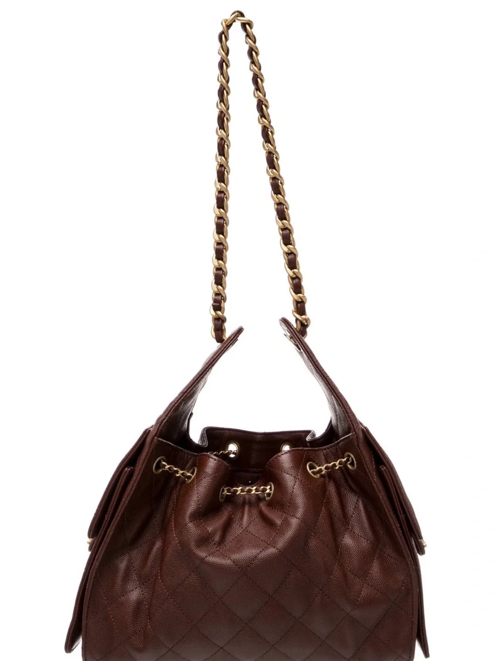 Chanel 25 brown hobo caviar leather